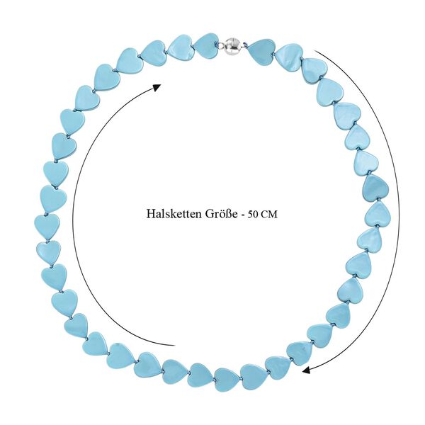 Sleeping Beauty t&uuml;rkisfarbene Herz Muschelkernperle 50cm Halskette image number 5