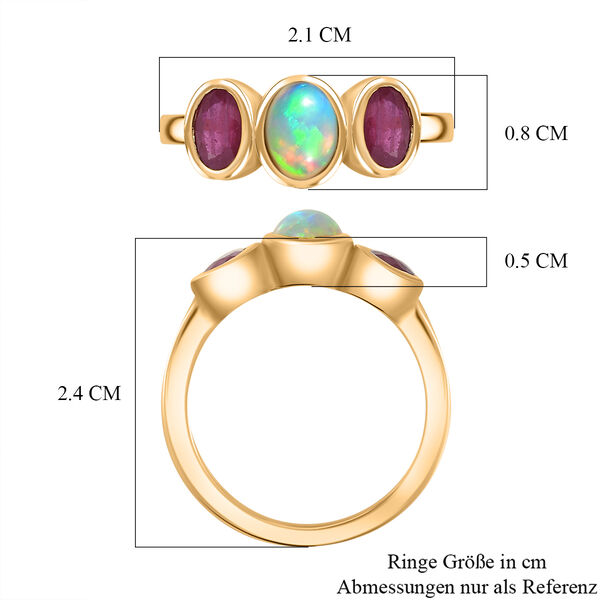 AA natürlicher, äthiopischer Welo Opal und afrikanischer Rubin Ring - 1,89 ct. image number 7