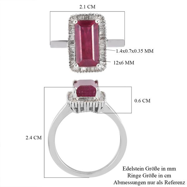 Afrikanischer Rubin und Diamant Halo Ring 925 Silber Platin-&Uuml;berzug image number 7