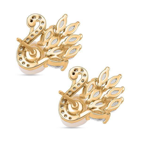 Weiße Süßwasser Perle, Weißer Zirkonia Ohrringe, Nickelfreies Messing image number 5