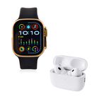 I20 Ultra 2 Max Suit - 10-in-1 Smartwatch-Komplettset mit Smartwatch, Gold-Drehkrone, Kopfhörern, Displayschutz, Ladekabel und 7 Wechselarmbändern, goldfarben