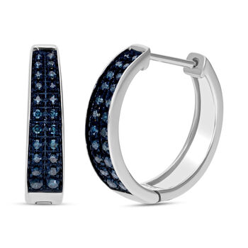 Blauer Diamant Ohrringe 925 Silber platiniert ca. 0,33 ct.