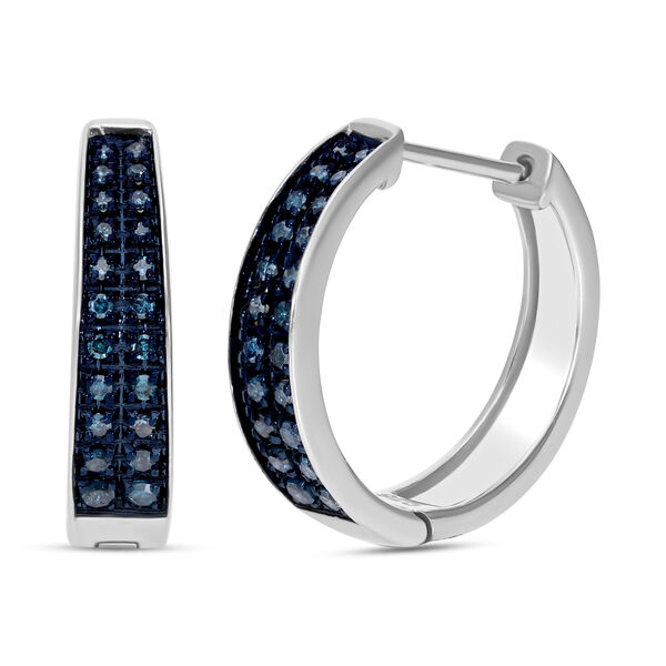 Blauer Diamant Ohrringe 925 Silber platiniert ca. 0,33 ct.