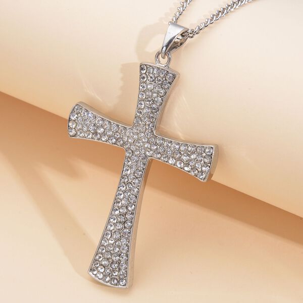 Wei&szlig;er Kristall-Anh&auml;nger mit Kette - 8 ct. image number 1