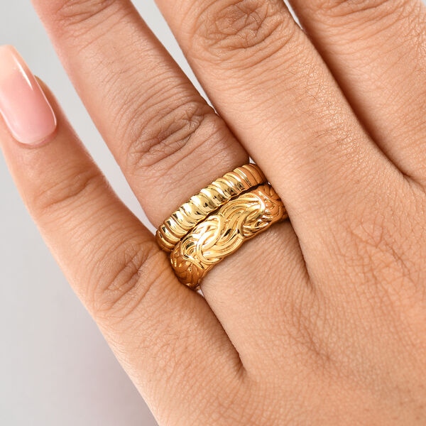 2er-Set Strukturierte Stacking-Bandringe image number 2