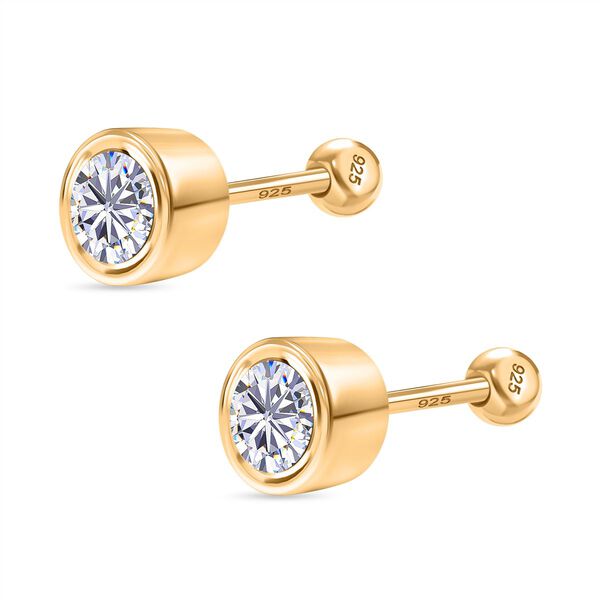 Moissanit Ohrringe 925 Silber 750 Gelbgold Vermeil ca. 0.46 ct image number 3