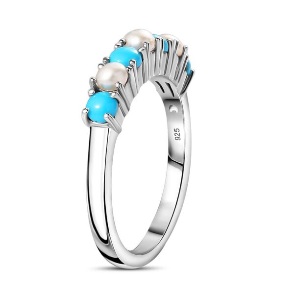 AA Sleeping Beauty Türkis und Süßwasserperlen Ring - 0,71 ct. image number 5