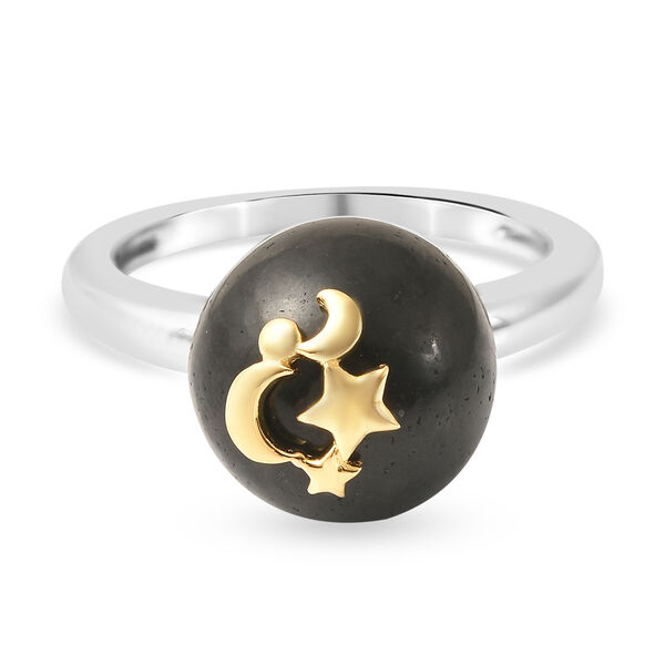 Shungit Ring 925 Silber Bicolor  ca. 10,75 ct