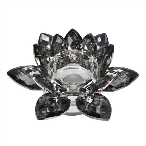 Kristall Lotusblume Kerzenständer mit Drehsockel, schwarz image number 1
