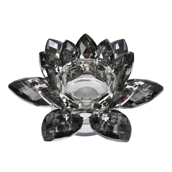 Kristall Lotusblume Kerzenständer mit Drehsockel, schwarz image number 1