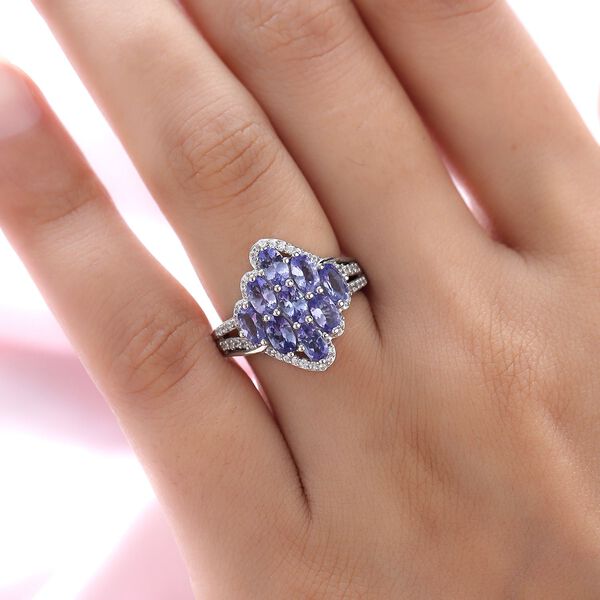 Tansanit und Zirkon Cluster Ring - 2,50 ct. image number 3