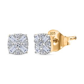 Lab Grown Diamant SI Ohrringe 925 Silber 750 Gelbgold Vermeil ca. 0.24 ct