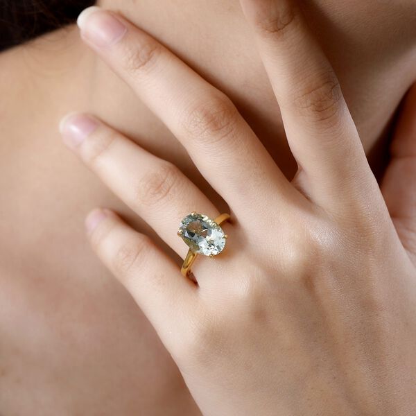 Prasiolith Ring, 925 Silber vergoldet (Gr&ouml;&szlig;e 18.00) ca. 5,54 ct image number 3