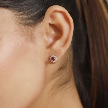 Rubin und Zirkon Ohrstecker - 1,47 ct.