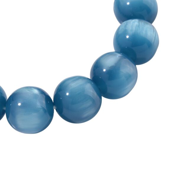 Simuliertes flexibles Apatit blaues Katzenauge Armband und 45+5cm Halskette image number 9