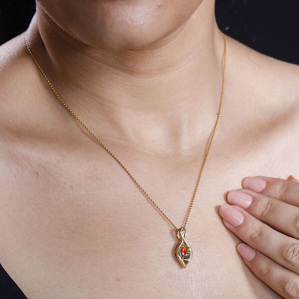 Ammolit Anhänger 925 Silber 750 Gelbgold Vermeil ca. 0,78 ct. image number 3