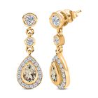 AAA Turkizit, weißer Zirkon Ohrringe, 925 Silber Gelbgold Vermeil ca. 1.32 ct