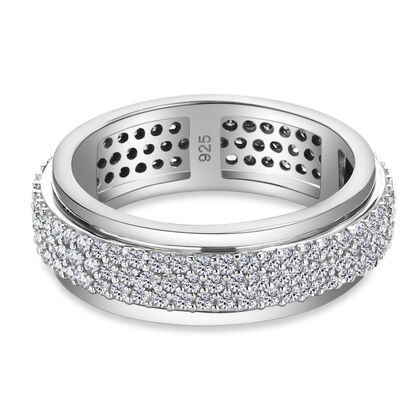 Diamant Spinning Ring 925 Silber platiniert (Größe 16.00) ca. 1,00 ct