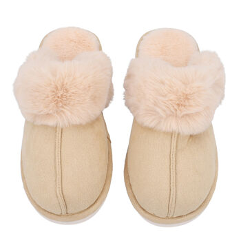 Superweiche Wildleder Kunstfell Hausschuhe, Gr&ouml;&szlig;e 36-37, Beige