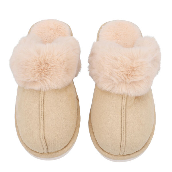 Superweiche Wildleder Kunstfell Hausschuhe, Gr&ouml;&szlig;e 36-37, Beige