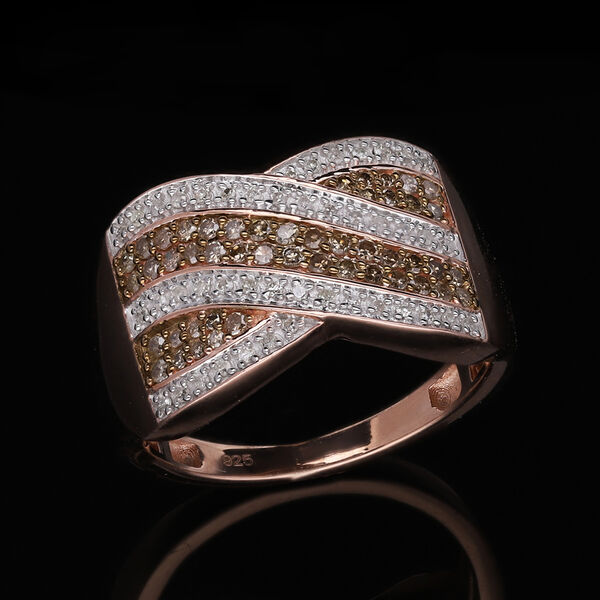 Nat&uuml;rlicher Champagner und wei&szlig;er Diamant-Ring - 0,50 ct. image number 2