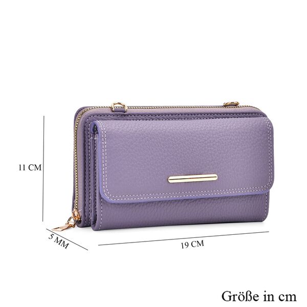 Crossbody-Tasche mit Klappfach, gemustertem Trageriemen und RFID-Schutz - 19x5x11 cm, Lila image number 7