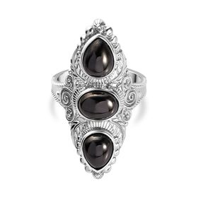 Elite Shungit Ring 925 Silber platiniert (Größe 18.00) ca. 2,48 ct