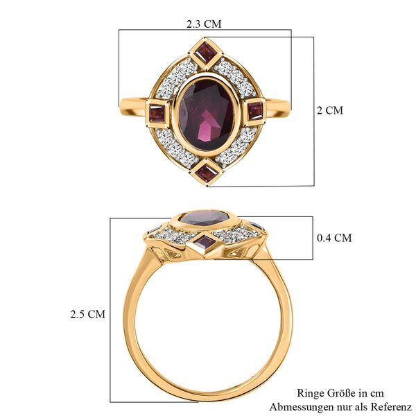 Rhodolith Granat Ring, 925 Silber vergoldet (Größe 21.00) ca. 2.79 ct image number 6