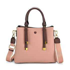 Vielseitige Umhängetasche aus echtem Leder mit abnehmbarem Schulterriemen, 30x14x24 cm, Rosa