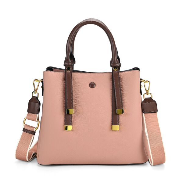 Vielseitige Umh&auml;ngetasche aus echtem Leder mit abnehmbarem Schulterriemen, 30x14x24 cm, Rosa