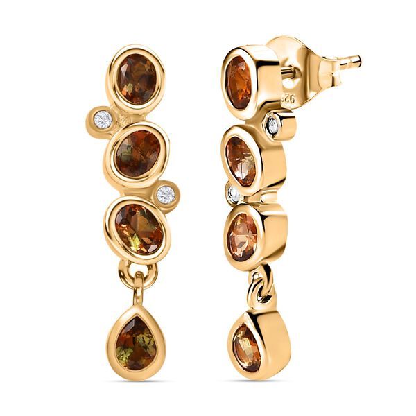 Nat&uuml;rliche Jenipapo Andalusit Ohrringe, 925 Silber vergoldet ca. 1.54 ct image number 4