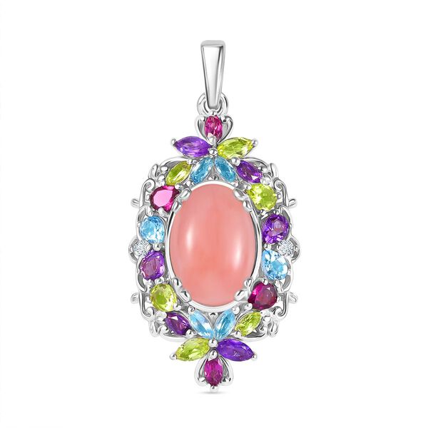 AA Vinicunca-Peruanischer Opal, Himmelblauer Topas Anh&auml;nger 925 Silber rhodiniert ca. 8,23 ct.