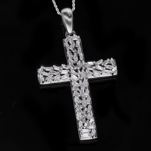 LUXURIANT SI-GH Labor Diamant Kreuz Anhänger mit 50cm Kette, 925 Silber rhodiniert - 0,33 ct. image number 2