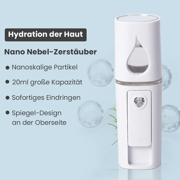 Nano Gesichtsspray mit Licht, Spiegel und USB-Kabel - Weiß image number 4