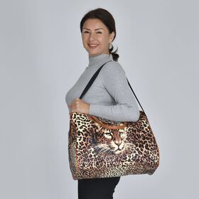 Safari-Tasche mit lebendigem Leopardenmuster, 43x20x38cm,  Braun