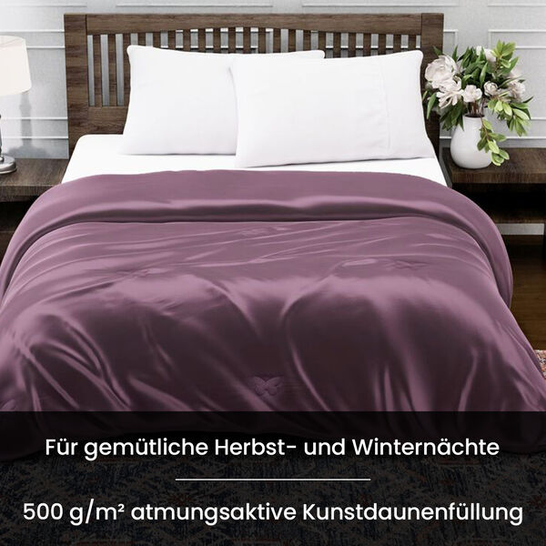 Serenity Night: Premium-Kollektion Herbst-Winter-Steppdecke aus 100 % Bambus mit hochwertiger Kunstdaunenfüllung – 135 x 200 cm, Lavendel image number 4
