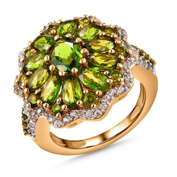 Nat&uuml;rlicher Chromdiopsid-Ring, 925 Silber Gelbgold Vermeil  ca. 4,63 ct image number 4