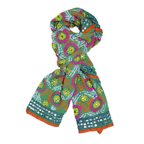 Phulkari Schal aus Viskose, Einheitsgröße, grün image number 0