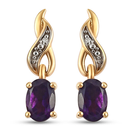 Afrikanische Amethyst und Diamant-Ohrringe, 925 Silber vergoldet ca. 0,84 ct image number 0
