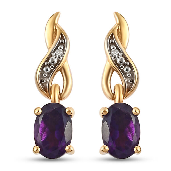 Afrikanische Amethyst und Diamant-Ohrringe, 925 Silber vergoldet ca. 0,84 ct