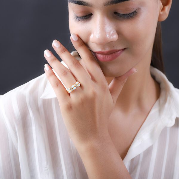 Natürlicher, äthiopischer Welo Opal und Zirkon-Ring - 1,19 ct. image number 3