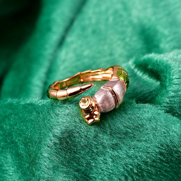 GP - AA Peridot, Kanchanaburi Blauer Saphir Ring 925 Silber 750 Vergoldet (Gr&ouml;&szlig;e 17.00) image number 1