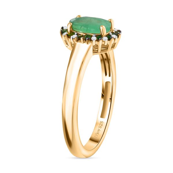 D'Joy Kagem sambischer Smaragd, grüner Diamant und Zirkon Ring - 0,91 ct. image number 5