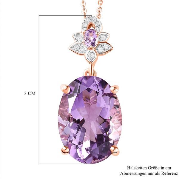 Rose De France Amethyst and floraler Zirkon-Anhänger mit Kette, 925 Silber rosévergoldet, 11,68 ct. image number 7