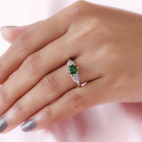 Nat&uuml;rlicher Chromdiopsid und Zirkon-Ring - 1,11 ct. image number 5