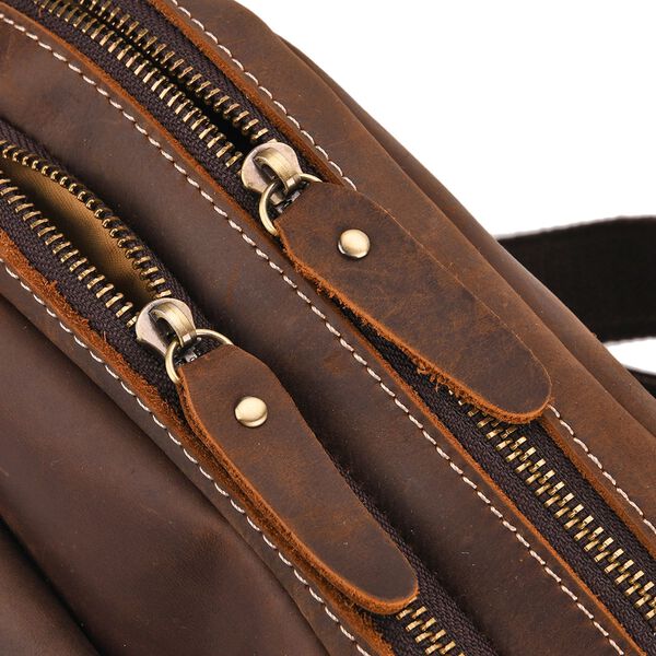 Echtleder Crossbody Tasche mit &Uuml;berschlag und Mehrfachf&auml;chern, 25x8x18cm, Dunkelbraun image number 6