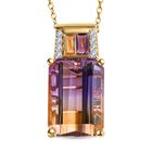 2er Set, AA Ametrin, Citrin und Amethyst Anh&auml;nger mit Kette, 925 Silber Gelbgold Vermeil ca. 7.98 ct