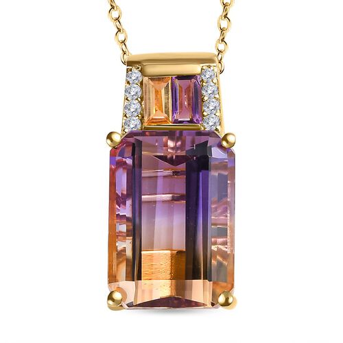 2er Set, AA Ametrin, Citrin und Amethyst Anhänger mit Kette, 925 Silber Gelbgold Vermeil ca. 7.98 ct image number 0