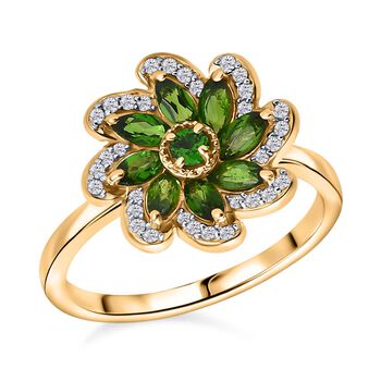 Nat&uuml;rlicher Chromdiopsid Ring 925 Silber vergoldet (Gr&ouml;&szlig;e 17.00) ca. 1,07 ct