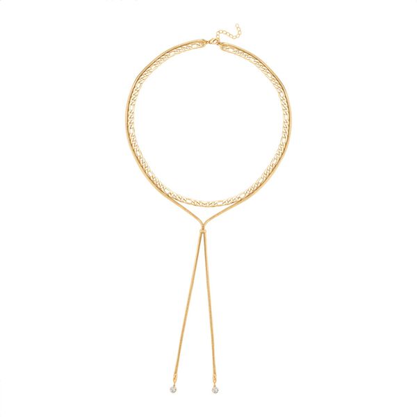 Kristall Halskette in Goldton, 52 cm image number 3